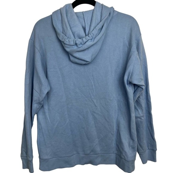 Y2K VICTORIA'S SECRET PINK XS Light Blue w Black Logo Oversized Women's Hoodie - Picture 2 of 3